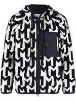 Moncler sweat zippé monogrammé à capuche - Bleu