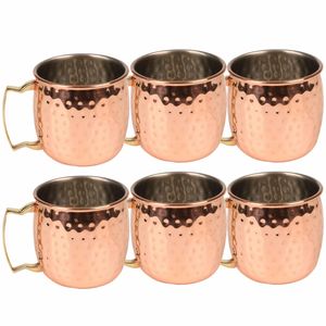 Moscow Mule glas/beker - 6x - RVS metaal - koperkleurig - 500 ml - luxe cocktailglazen