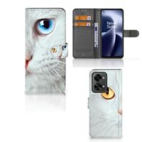 OnePlus Nord 2T | Telefoonhoesje | Met pasjeshouder | Witte Kat