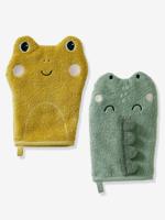 Set van 2 washandjes ONDER DE OCEAAN saliegroen