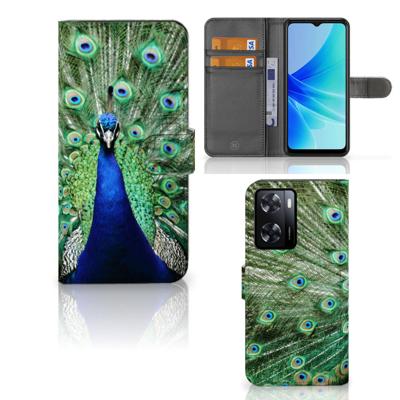 PPO A57 | A57s | A77 4G | Telefoonhoesje | Met pasjeshouder | Pauw