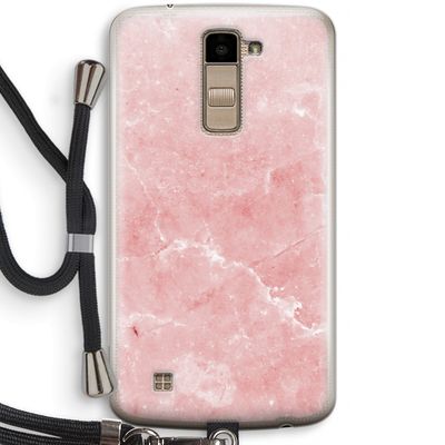 Roze marmer: LG K10 (2016) Transparant Hoesje met koord