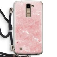Roze marmer: LG K10 (2016) Transparant Hoesje met koord