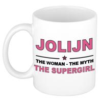 Jolijn cadeau mok - Woman Myth Supergirl - naam koffiemok - 300 ml - collega - moederdag