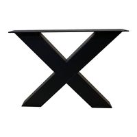 Set zwarte X tafelpoten 40 cm met stelvoeten (koker 8 x 8) - thumbnail