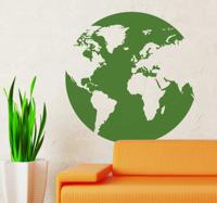 Muursticker wereldkaart bol groen