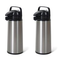 2x stuks isoleerkannen/thermosflessen met pomp RVS 1.9 liter - Thermoskannen