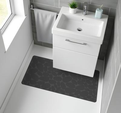 Grijs rotseffect vinyl tapijt badkamer
