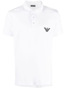 Emporio Armani polo en coton stretch à logo brodé - Blanc