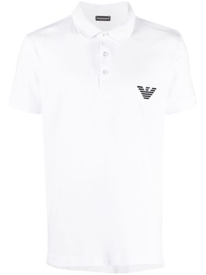 Emporio Armani polo en coton stretch à logo brodé - Blanc