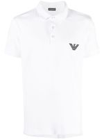 Emporio Armani polo en coton stretch à logo brodé - Blanc