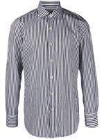 Finamore 1925 Napoli Gestreept overhemd - Zwart - thumbnail