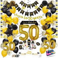 Fissaly® 75 Jaar Verjaardag Decoratie Versiering - Ballonnen – Helium, Latex & Confetti Ballonnen - Zwart en Goud - thumbnail