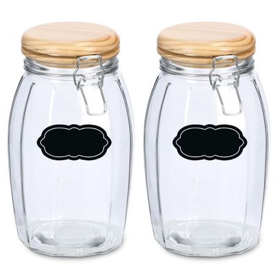 Weckpot/inmaakpot - 4x - 1.85L - glas - met beugelsluiting - incl. etiketten