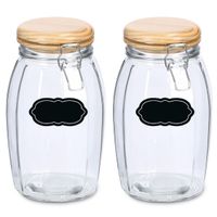 Weckpot/inmaakpot - 4x - 1.85L - glas - met beugelsluiting - incl. etiketten