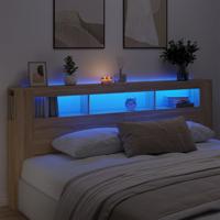 Hoofdbord met LED 220x18,5x103,5 cm bewerkt hout sonoma eiken