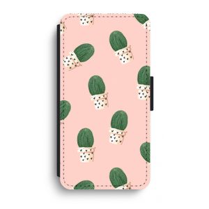 Cactusprint roze: iPhone XR Flip Hoesje