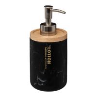 5five Zeeppompje/zeepdispenser - marmer look - zwart - 272 ml - navulbaar - keuken/toilet/badkamer