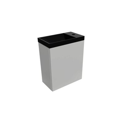 Arcqua Luna Fonteinset 54.3x39.7x21.8cm Glans Wit met marble fontein zonder overloop mat zwart FNK107877