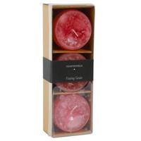 Countryfield drijfkaars bollie rood 7 cm set van 3 | 12 stuks