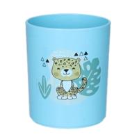 Plasticforte Drinkbekers - kunststof - 350 ml - blauw - luipaard - kinderen - camping