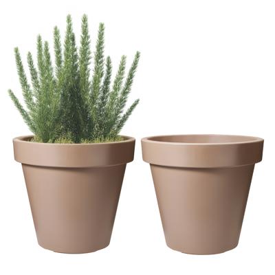 Pro Garden Bloempot - 2x - mokka bruin - rond - D20 cm - kunststof - plantenpot - tuin buiten
