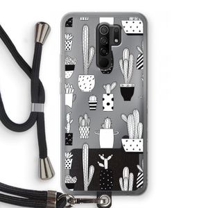 Cactusmotief: Xiaomi Redmi 9 Transparant Hoesje met koord
