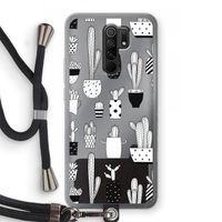 Cactusmotief: Xiaomi Redmi 9 Transparant Hoesje met koord