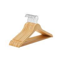 Houten kleerhanger antislip, Natuurlijke kleuren + zilver / 10