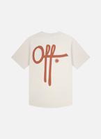 Off The Pitch Fullstop Slim Fit T-Shirt Heren Gebroken Wit/Oranje - Maat S - Kleur: Gebroken WitOranje | Soccerfanshop