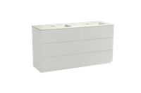 Storke Edge staand badmeubel 150 x 52 cm mat wit met Mata dubbele wastafel in solid surface