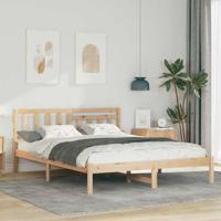 Bedframe met hoofdeinde Bruin 140 x 200 cm Massief grenenhout