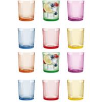 Waterglazen/drinkglazen Summer Stripes - 12x - glas - kleurenmix - 360 ml