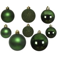 26x stuks kunststof kerstballen donkergroen 6, 8, 10 cm mix - thumbnail