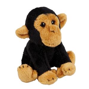 Ravensden Pluche knuffel Chimpansee aap - zwart - 15 cm - Speelgoed apen knuffelbeesten