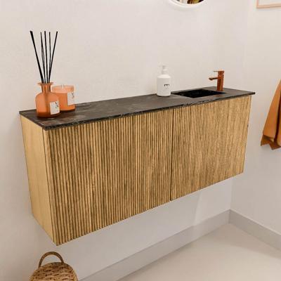 Toiletmeubel Mondiaz Joya Dlux | 100 cm | Meubelkleur Oak | Faye wastafel Lava Wasbak Rechts | 1 kraangat