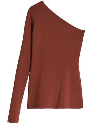 Victoria Beckham haut nervuré à design à une épaule - Marron