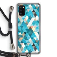 Gekleurde driehoekjes blauw: Samsung Galaxy A41 Transparant Hoesje met koord