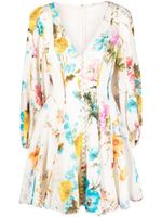 ZIMMERMANN robe courte en lin Halycon à fleurs - Tons neutres
