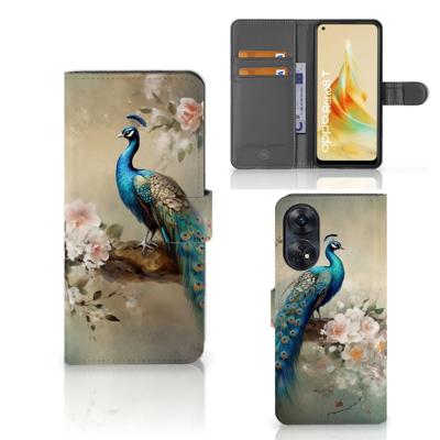 Telefoonhoesje | Met pasjeshouder | voor OPPO Reno8 T 4G Vintage Pauwen