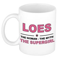 Loes cadeau mok - Woman Myth Supergirl - naam koffiemok - 300 ml - collega - moederdag
