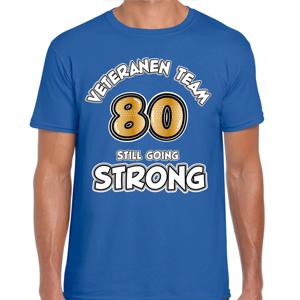 Cadeau T-shirt voor heren - veteranen team - blauw - verjaardag - 80 jaar