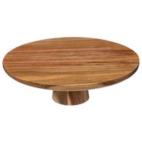 5Five taart/gebak serveerschaal - plat - rond - acacia hout - 28 x 9 cm - presentatie schaal