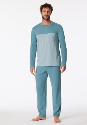 Schiesser Schiesser Pyjama Long bluegrey 181170 56/XXL