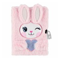 Imp Pluche dagboek konijn&hartje met slot, a5