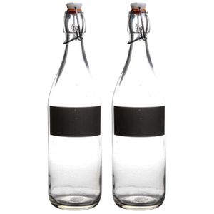 Cuisine Elegance set van 2x stuks weckfles met krijtbord vakje en beugelsluiting 980 ml