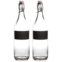 Cuisine Elegance set van 2x stuks weckfles met krijtbord vakje en beugelsluiting 980 ml