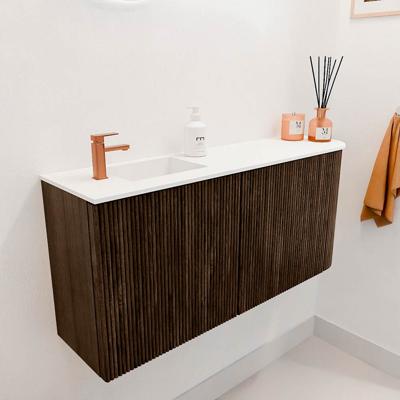 Toiletmeubel Mondiaz Joya | 91.6 cm | Meubelkleur Walnut | Faye wastafel Talc Links | 1 kraangat
