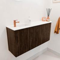 Toiletmeubel Mondiaz Joya | 91.6 cm | Meubelkleur Walnut | Faye wastafel Talc Links | 1 kraangat Toiletmeubel Mondiaz Joya | 91.6 cm | Meubelkleur Walnut | Faye wastafel Talc Links | 1 kraangat