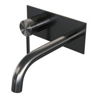 BRAUER Stripe Inbouw Wastafelmengkraan - gebogen uitloop en afdekplaat - model A2 - gunmetal geborsteld PVD 5-GM-333 BRAUER Stripe Inbouw Wastafelmengkraan - gebogen uitloop en afdekplaat - model A2 - gunmetal geborsteld PVD 5-GM-333